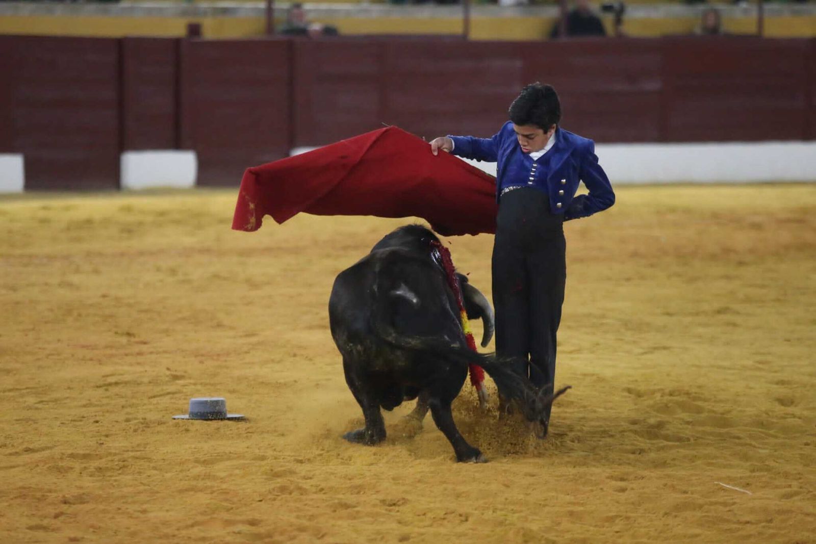 Marco Pérez ante un becerro de Torrealta en El Arenal.