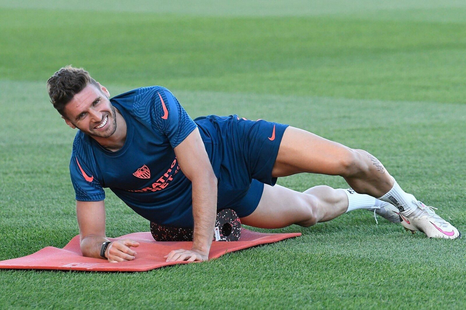 Sergi Gómez, sonriente durante una sesión de entrenamiento