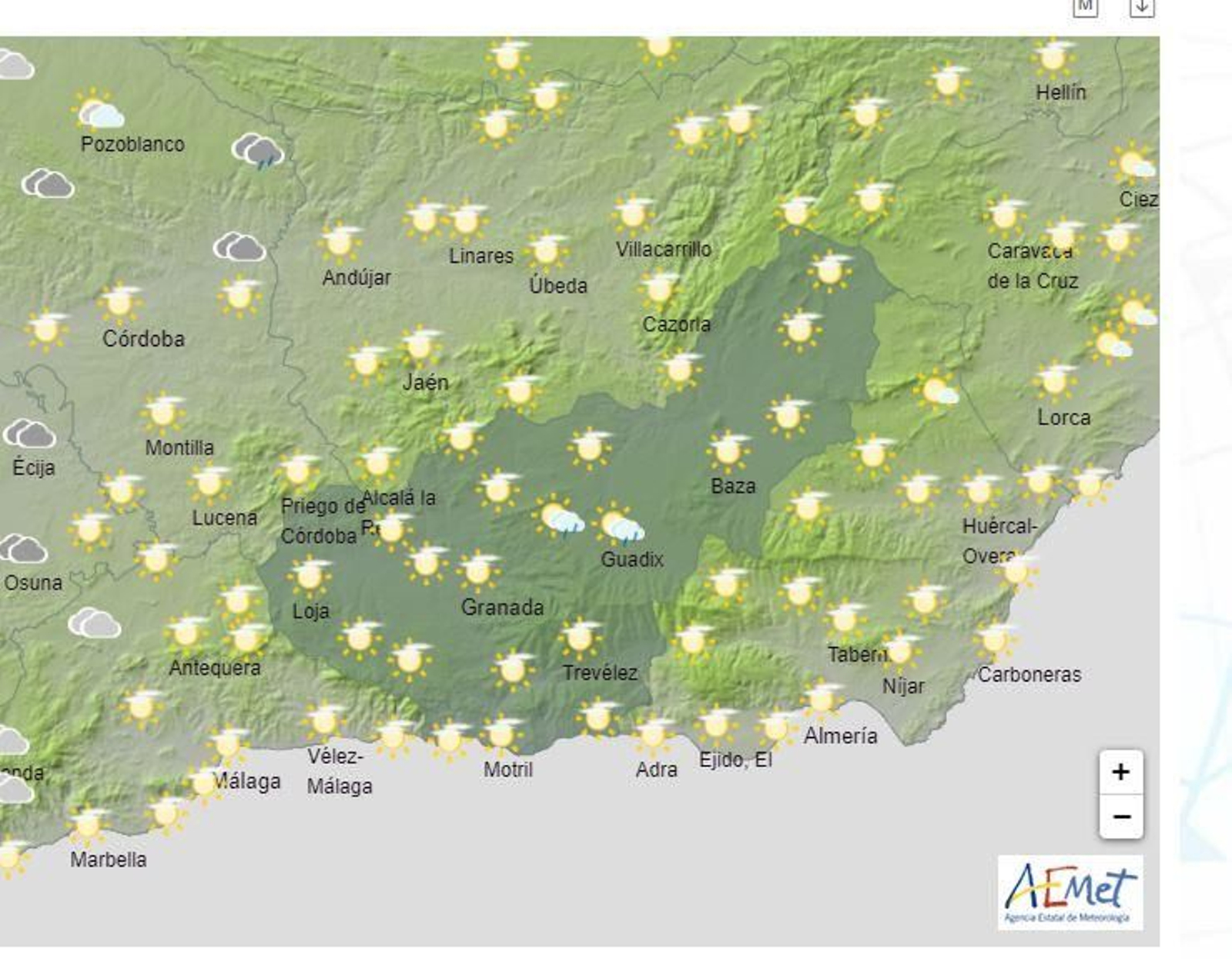 El Tiempo en Granada el 26 de junio de 2024