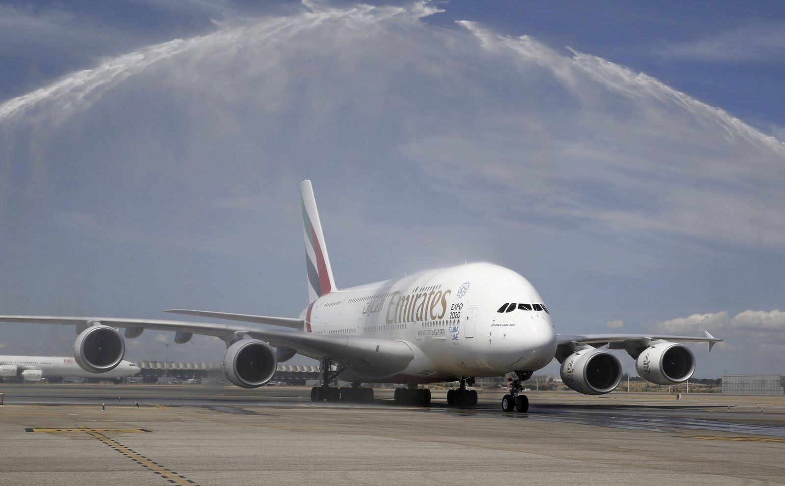 Imagen reciente de un A380 de la línea Emirates, en el aeropuerto de Madrid Barajas-Adolfo Suárez.