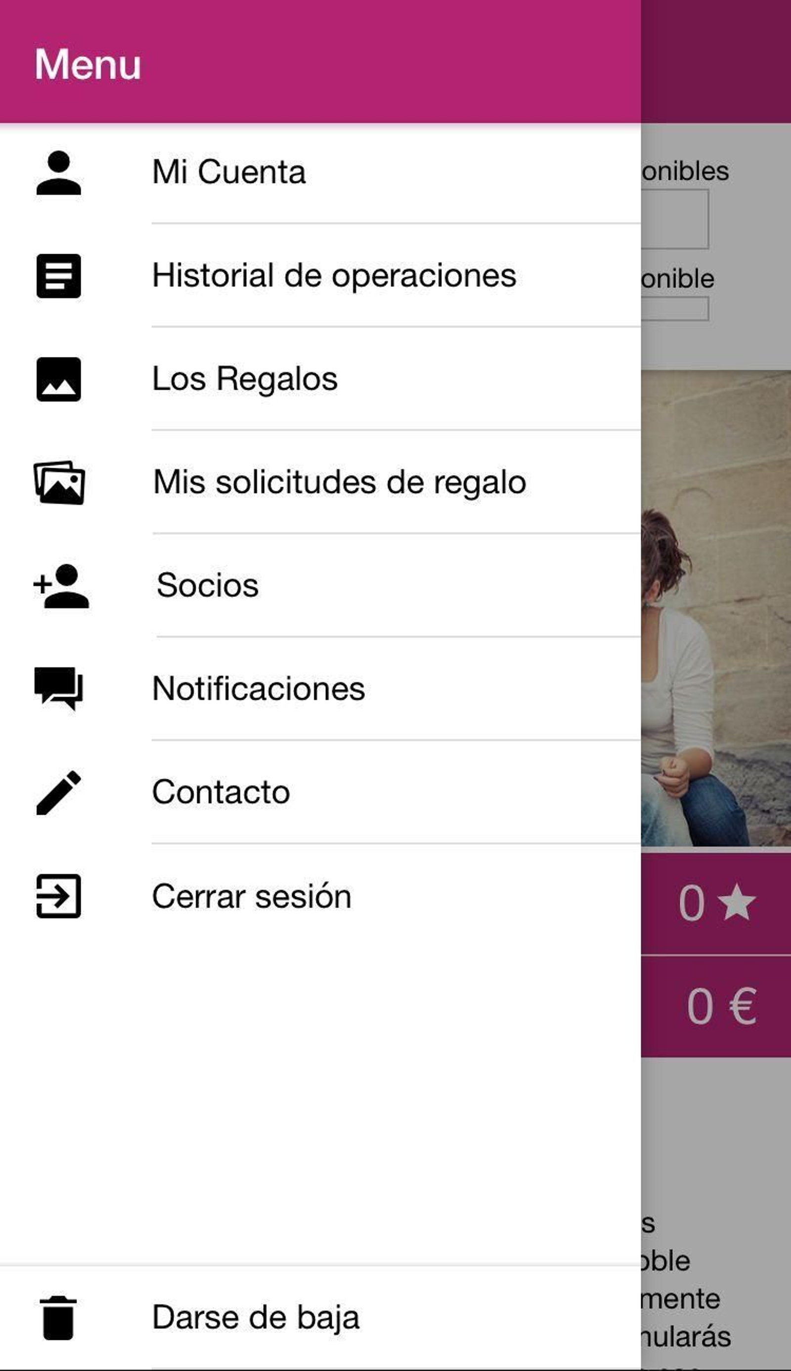 Menú de la App.