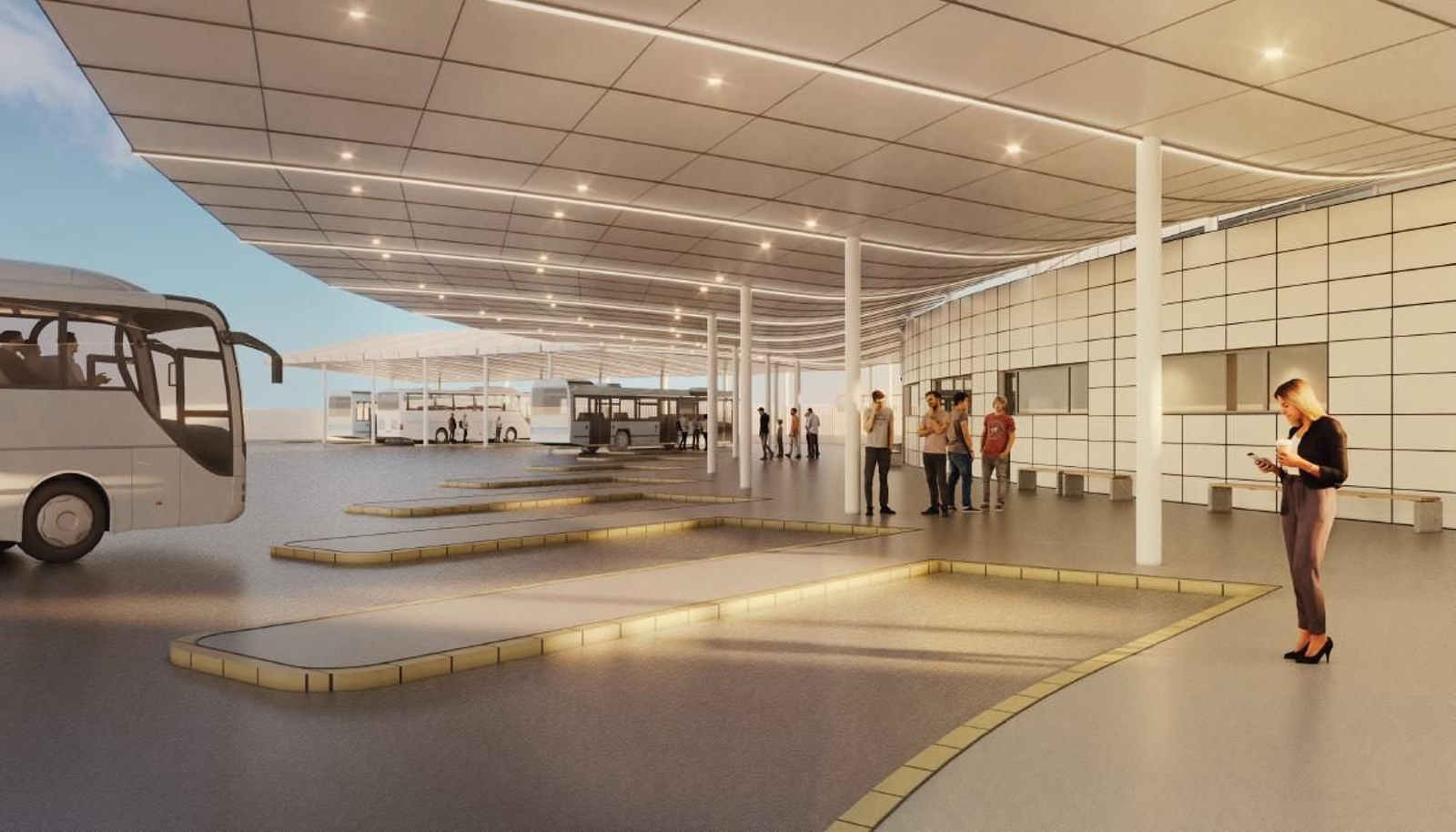 Infografía de la estación de autobuses de La Línea tras su remodelación. Infografía de la estación de autobuses de La Línea tras su remodelación.