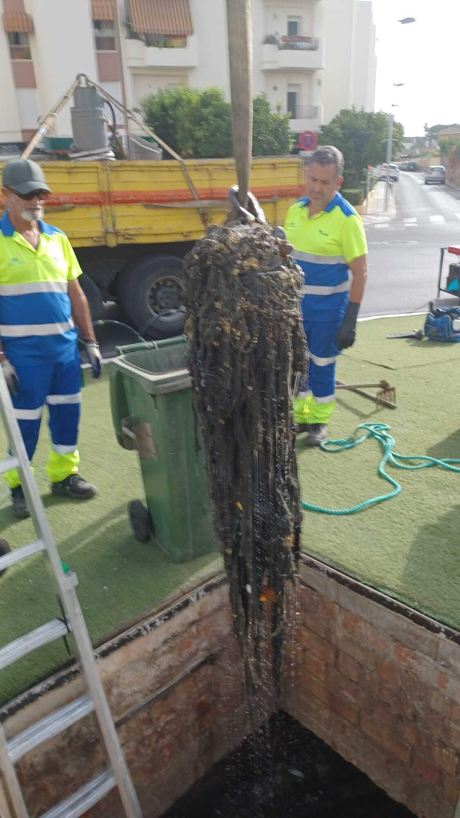 Toallitas procedentes de la estación de bombeo de la Plaza de la Noria.