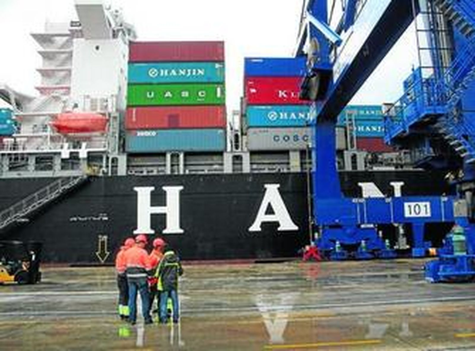 Uno de los buques-contenedores de la multinacional coreana Hanjin, que opera en el Puerto de Algeciras.