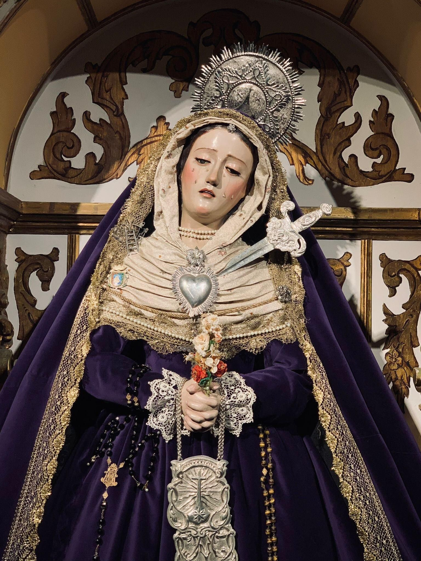 Nuestra Señora del Carmen Doloroso ataviada para el próximo periodo cuaresmal.