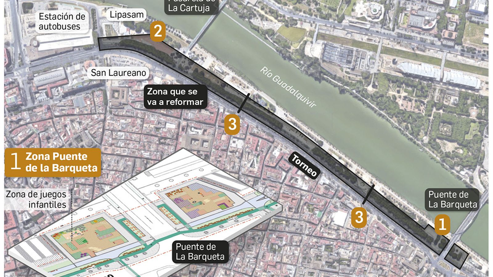 Localización de la zona que se va a reformar. Fuente: Ayuntamiento de Sevilla.