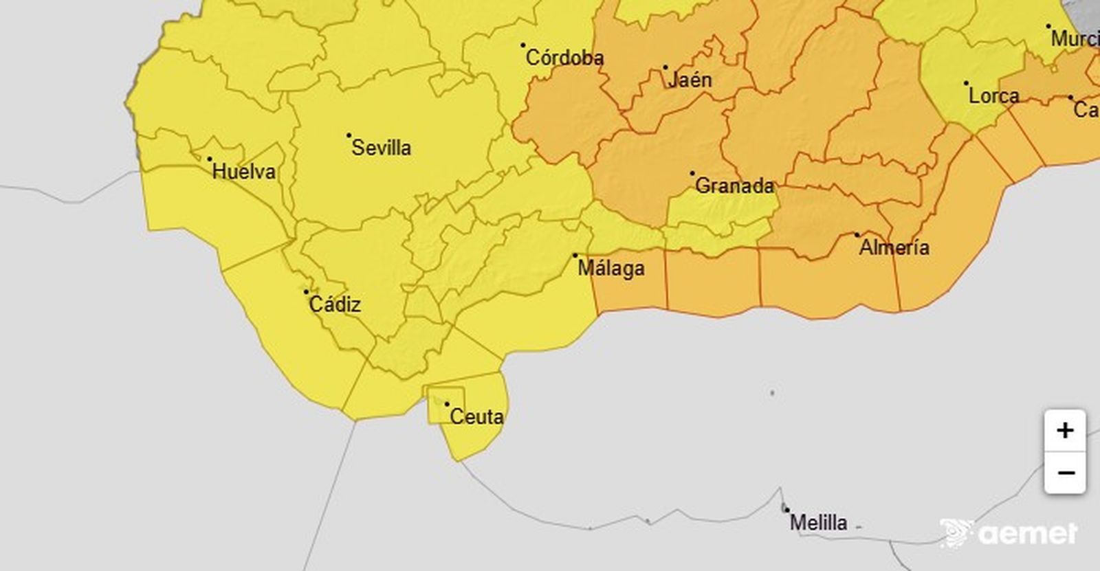 Aviso amarillo en Huelva.