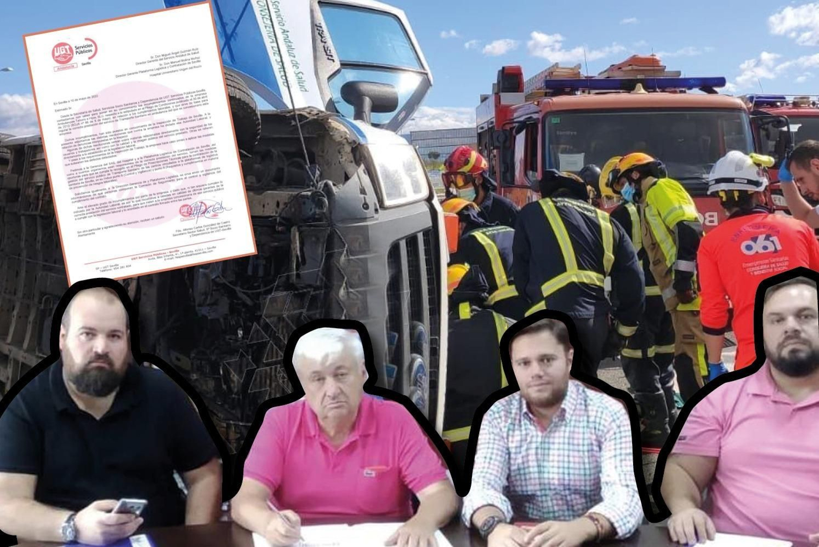 Juan José Tenorio, fundador de la empresa de ambulancias, con sus hijos.