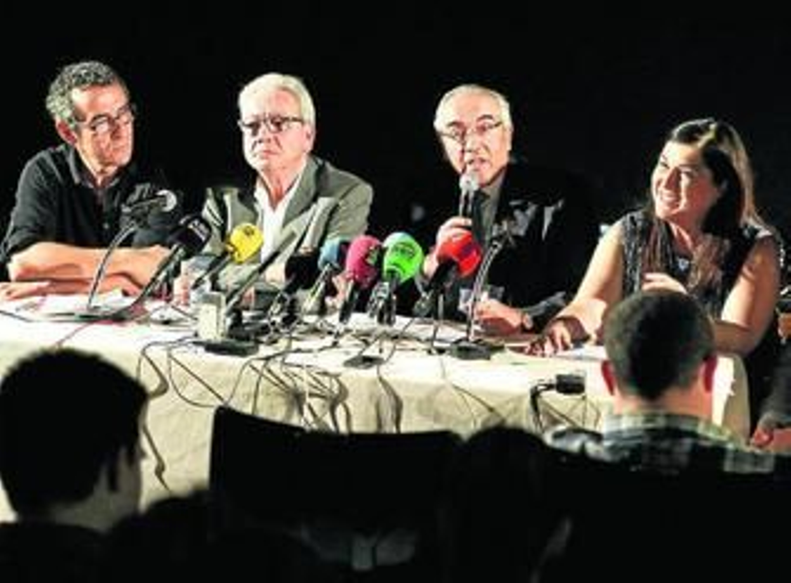 Miembros de la Unión de Asociaciones Empresariales de la Industria Cultural, en la rueda de prensa.