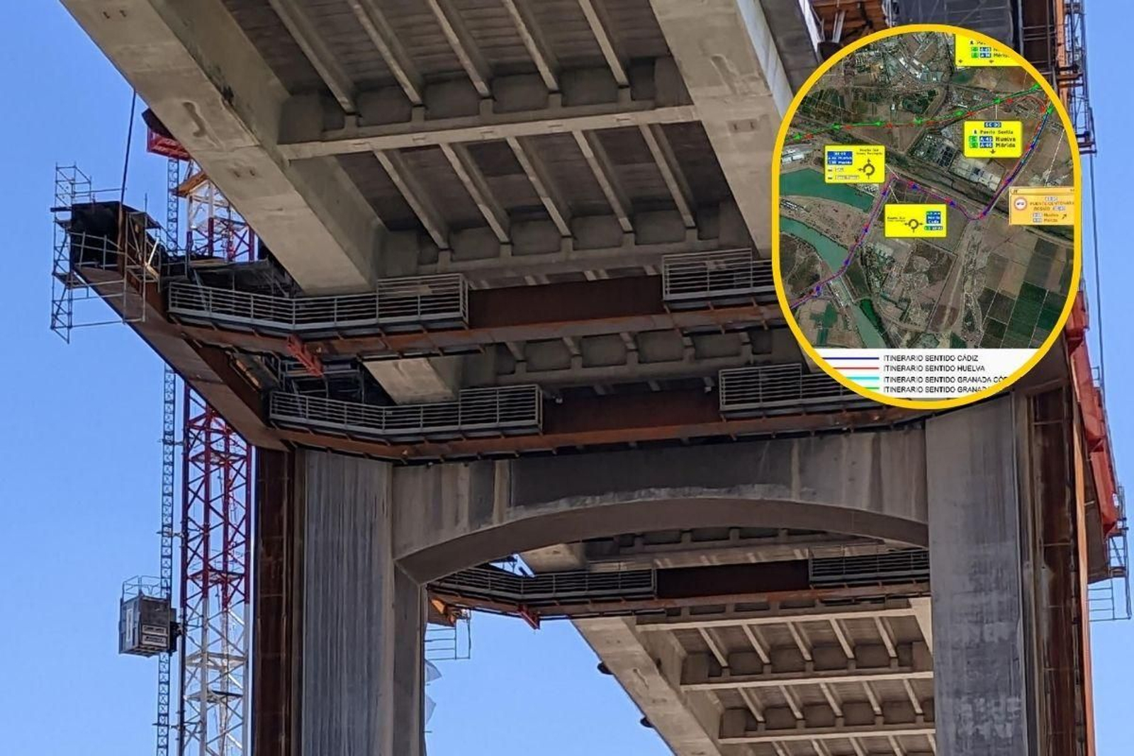 El avance de las obras en el Puente del Centenario obligará a cortes nocturnos en junio