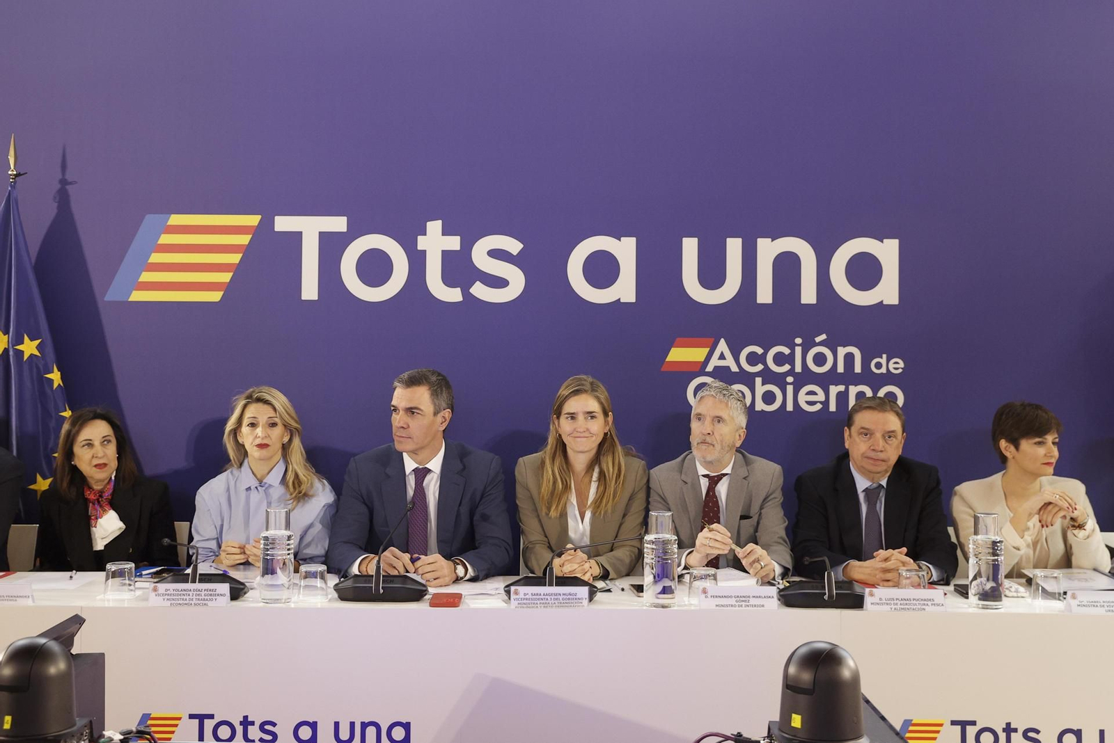 Pedro Sánchez preside la reunión interministerial en Valencia.