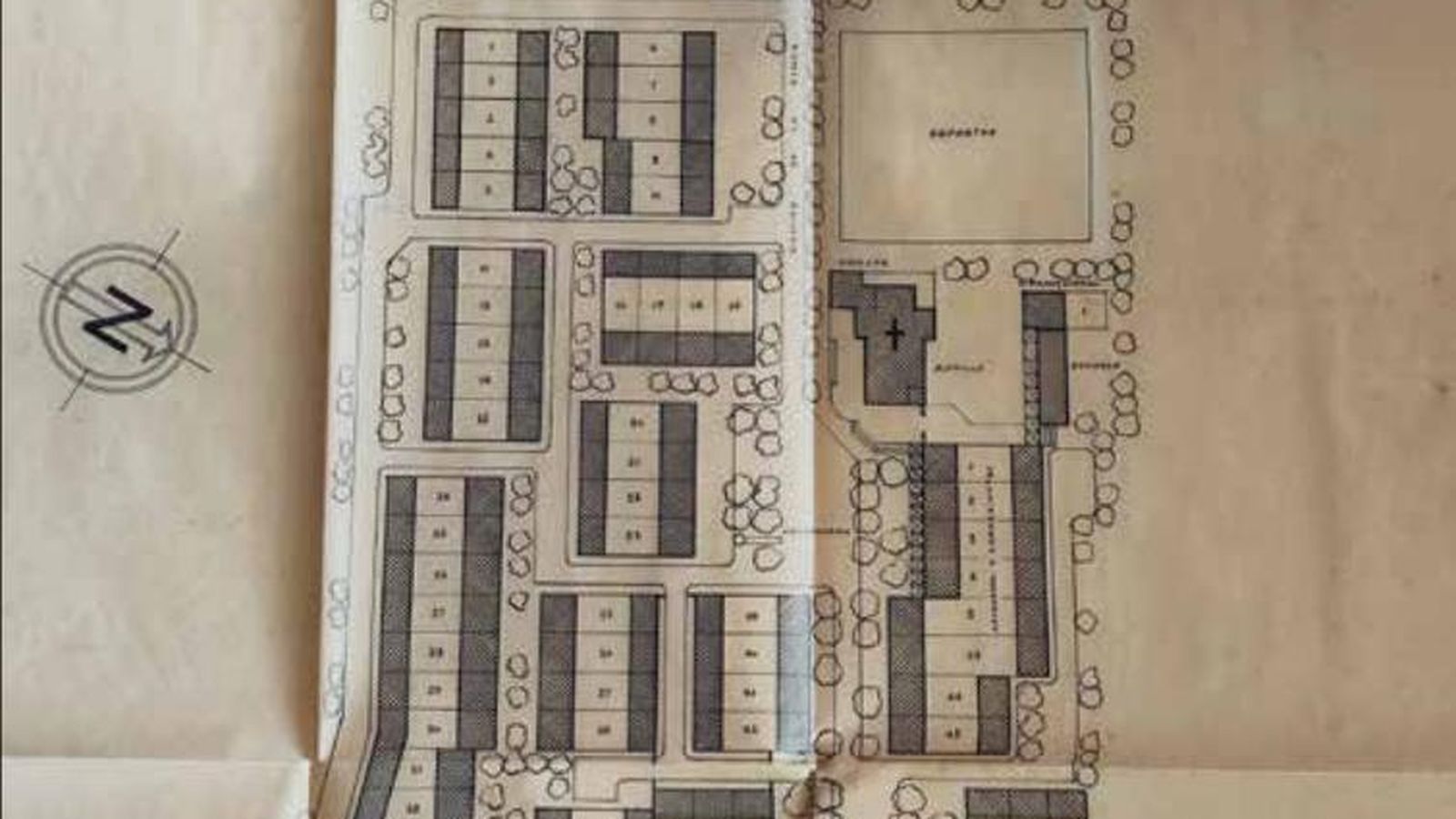Plano de urbanización de Tahivilla, basado en manzanas regulares, convenientemente alteradas. Fernando de la Cuadra, 1944. Archivo privado de Fernando de la Cuadra Irizar (APFCI), Jerez de la Frontera.