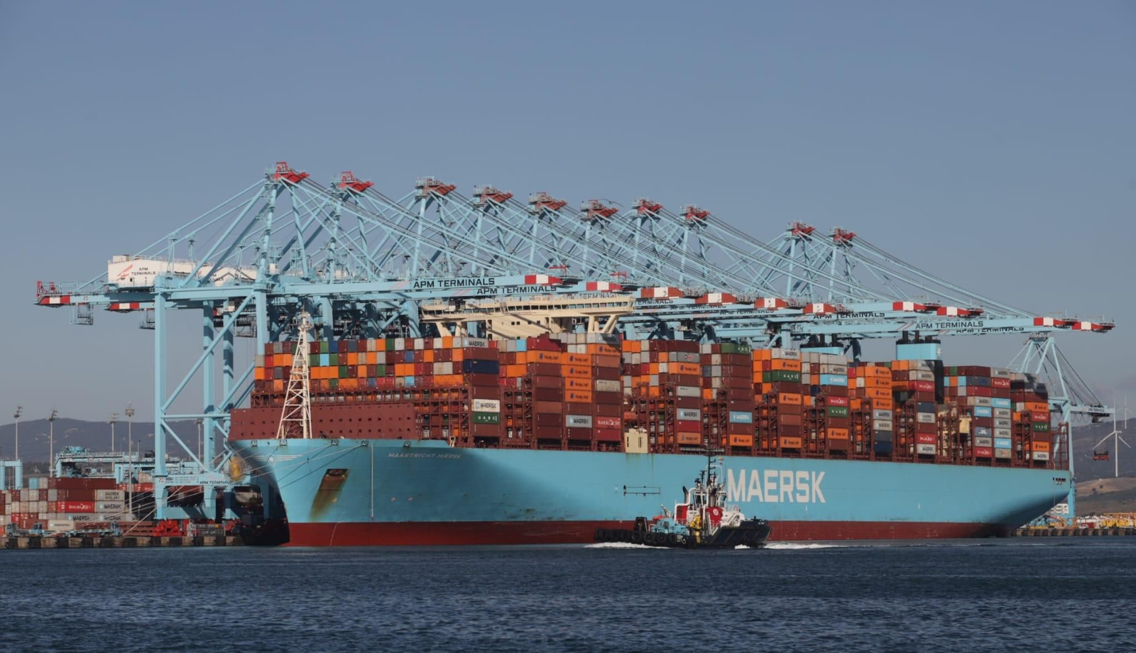 El 'Maastricht Maersk' durante su escala en el Puerto de Algeciras, esta semana.
