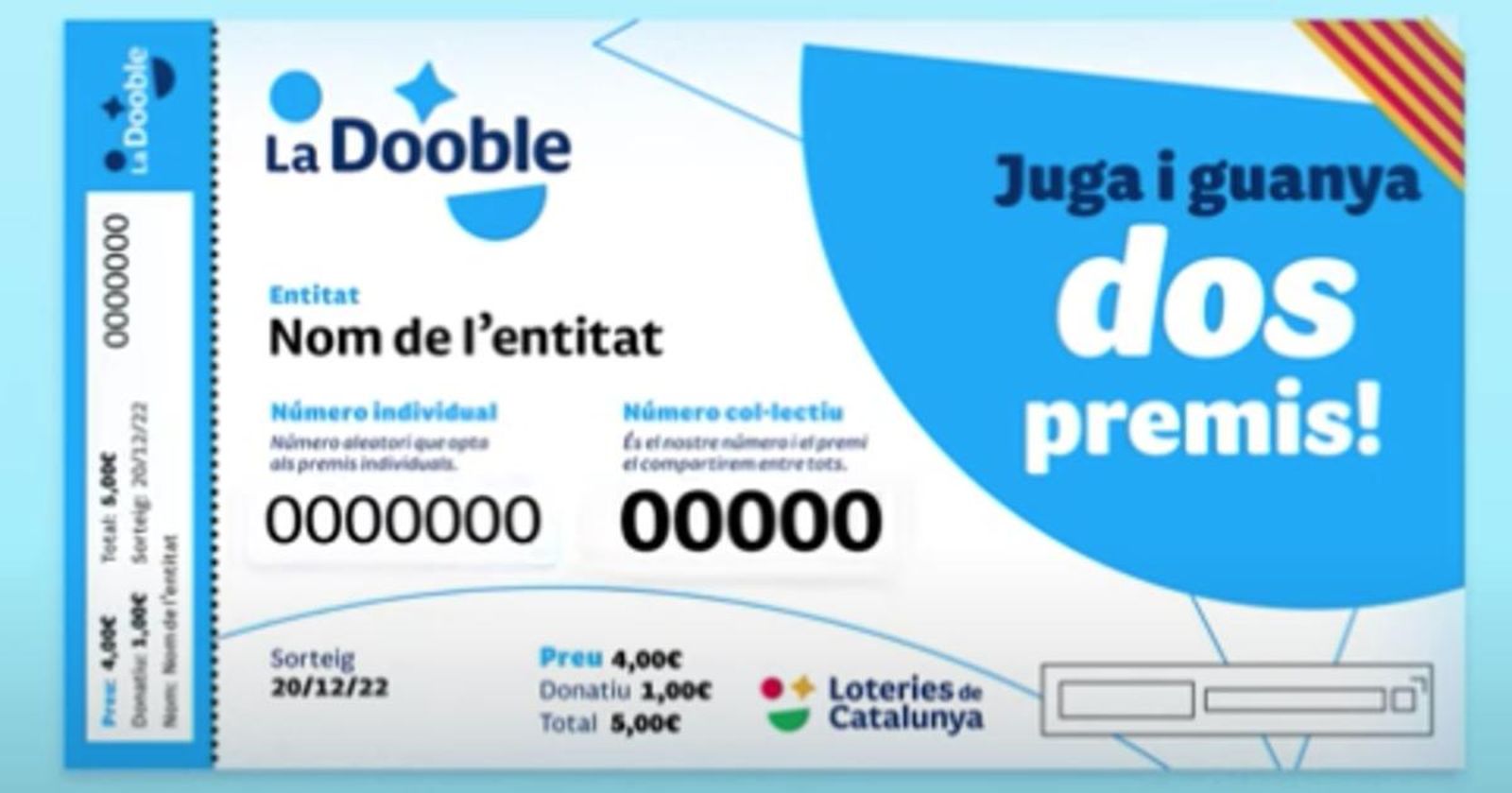 La Dooble, nueva lotería de la Generalitat, se estrena el 20 de diciembre