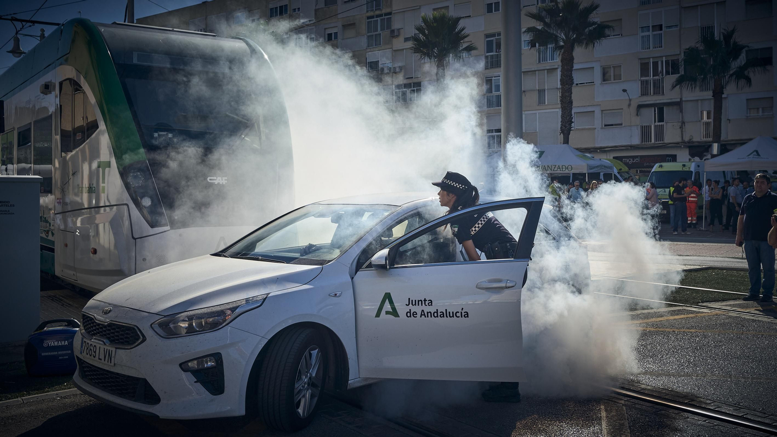 Simulacro de accidente del tranvía en San Fernando