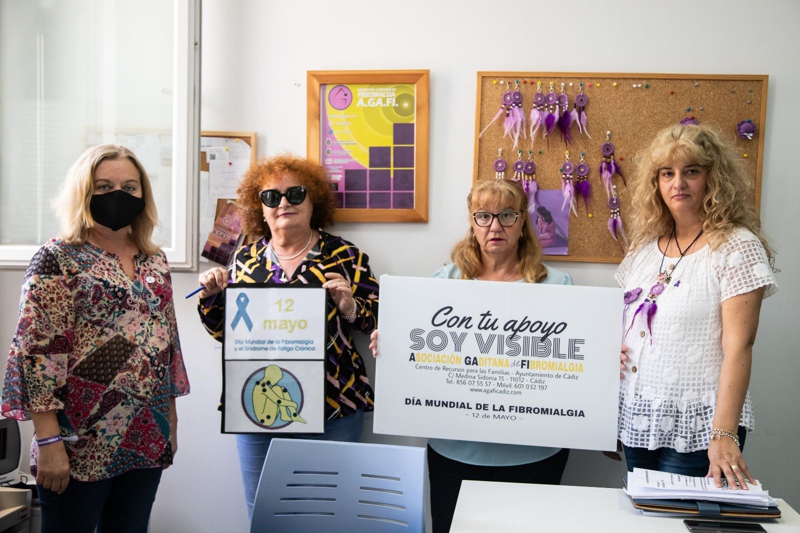 Enfermas de fibromialgia en la sede de la asociación Agafi.