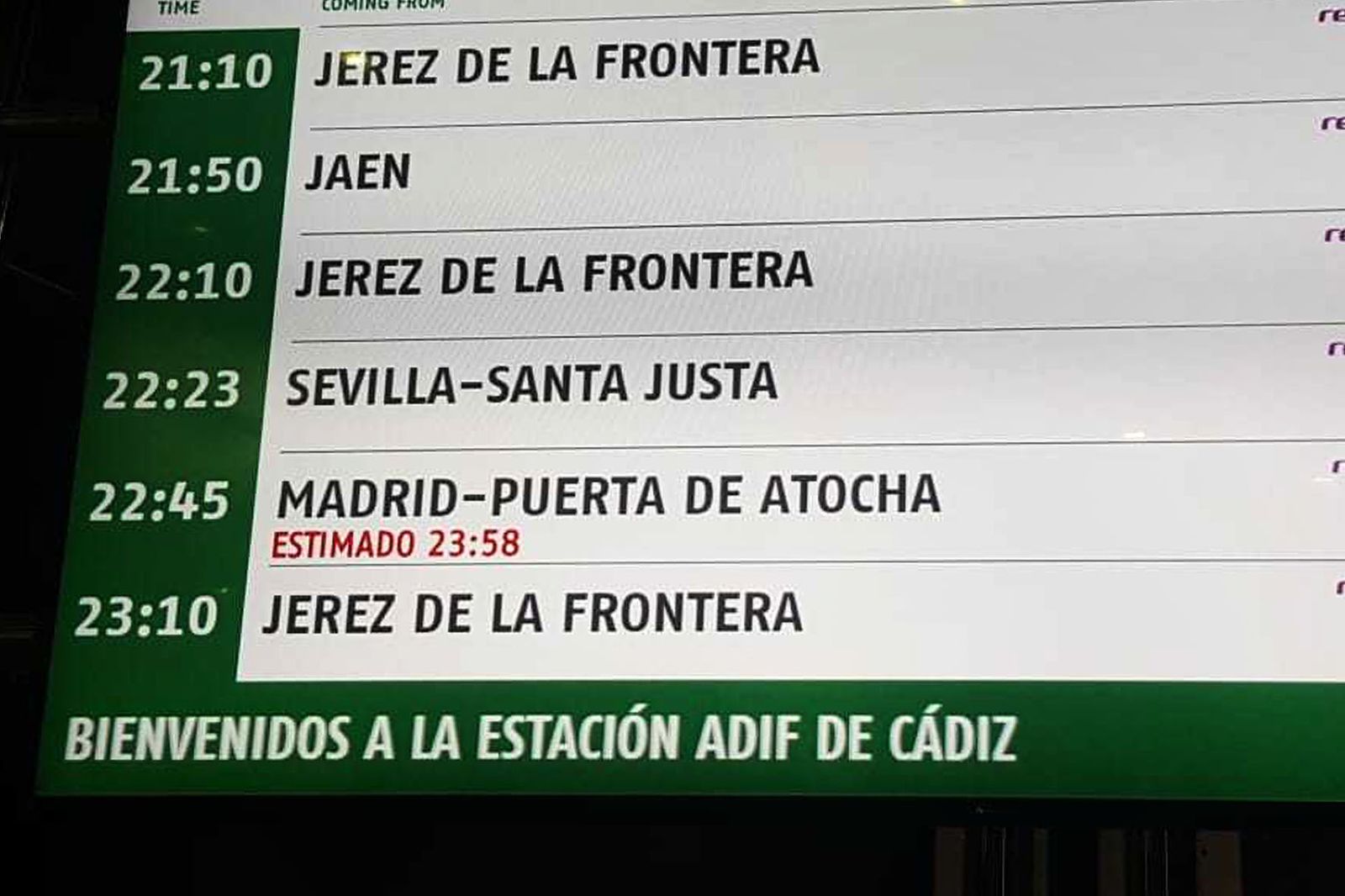 Estación de Adif en Cádiz.