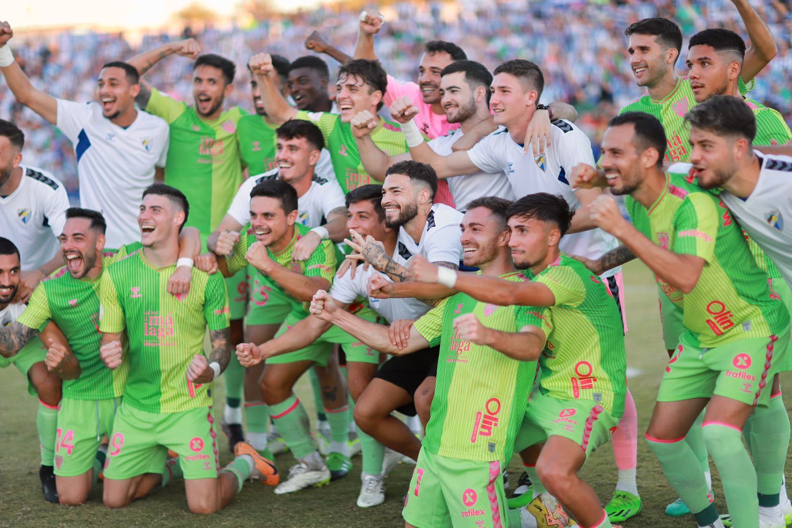 Así celebró el Málaga CF el triunfo en Linares