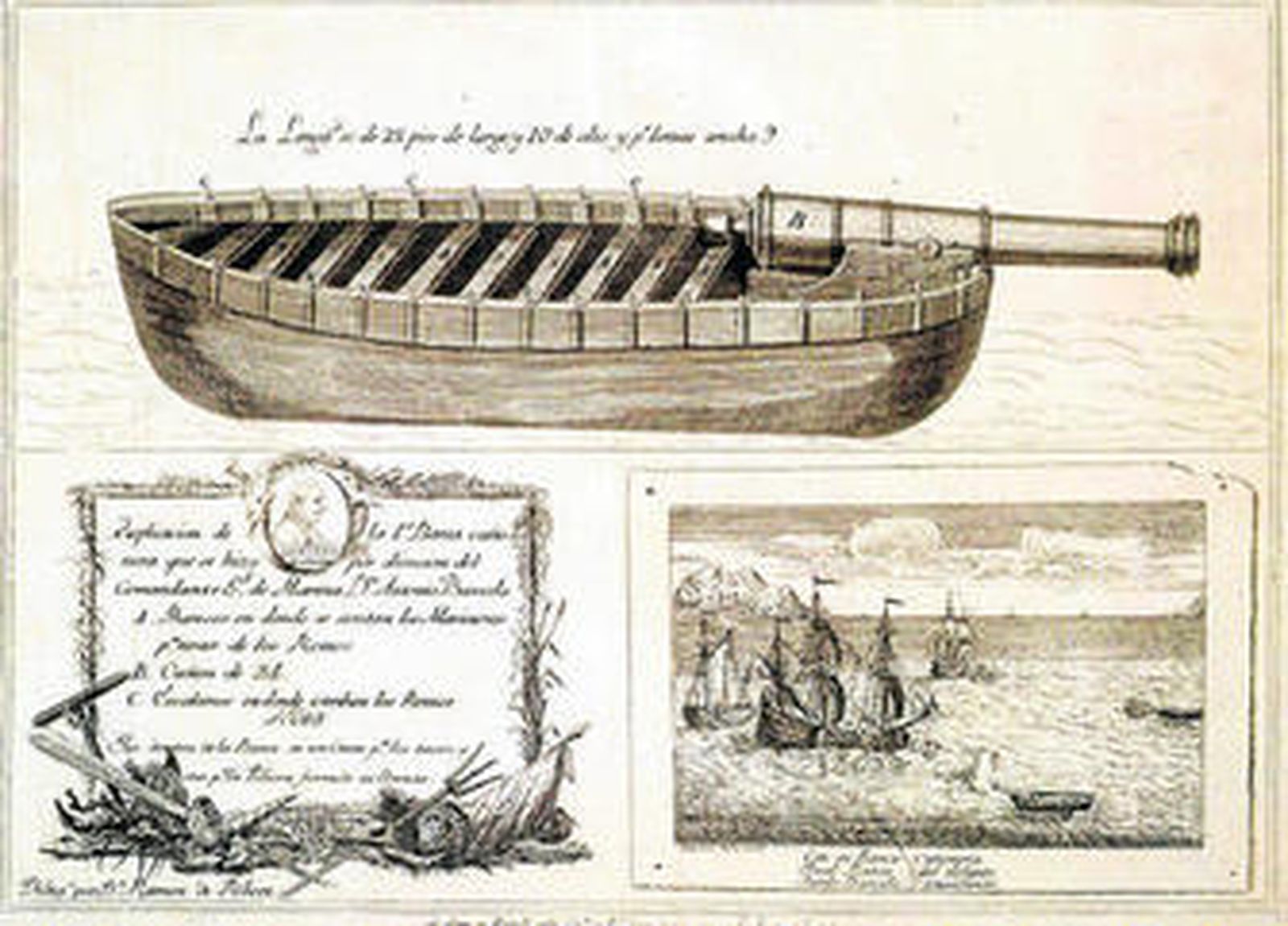 Lacha cañonera diseñada por don Antonio Barceló para el sitio de Gibraltar que, más tarde, se usó para la actividad corsaria.