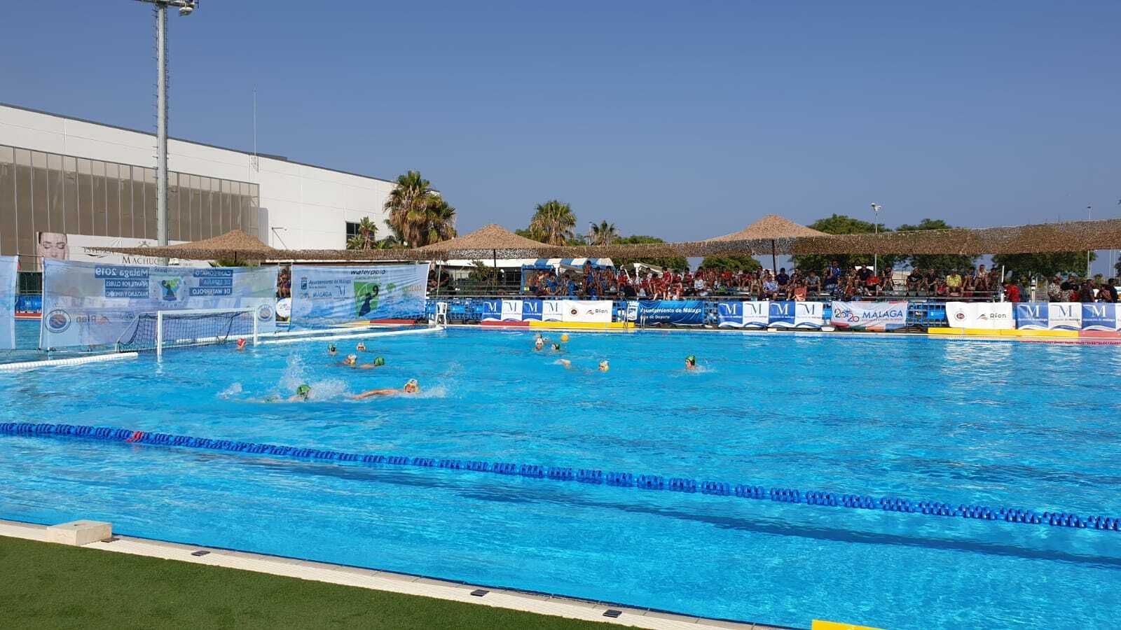 El Waterpolo Málaga, durante un encuentro del Campeonato de España.