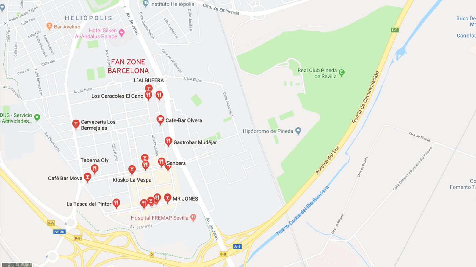 Mapa de los Bermejales.