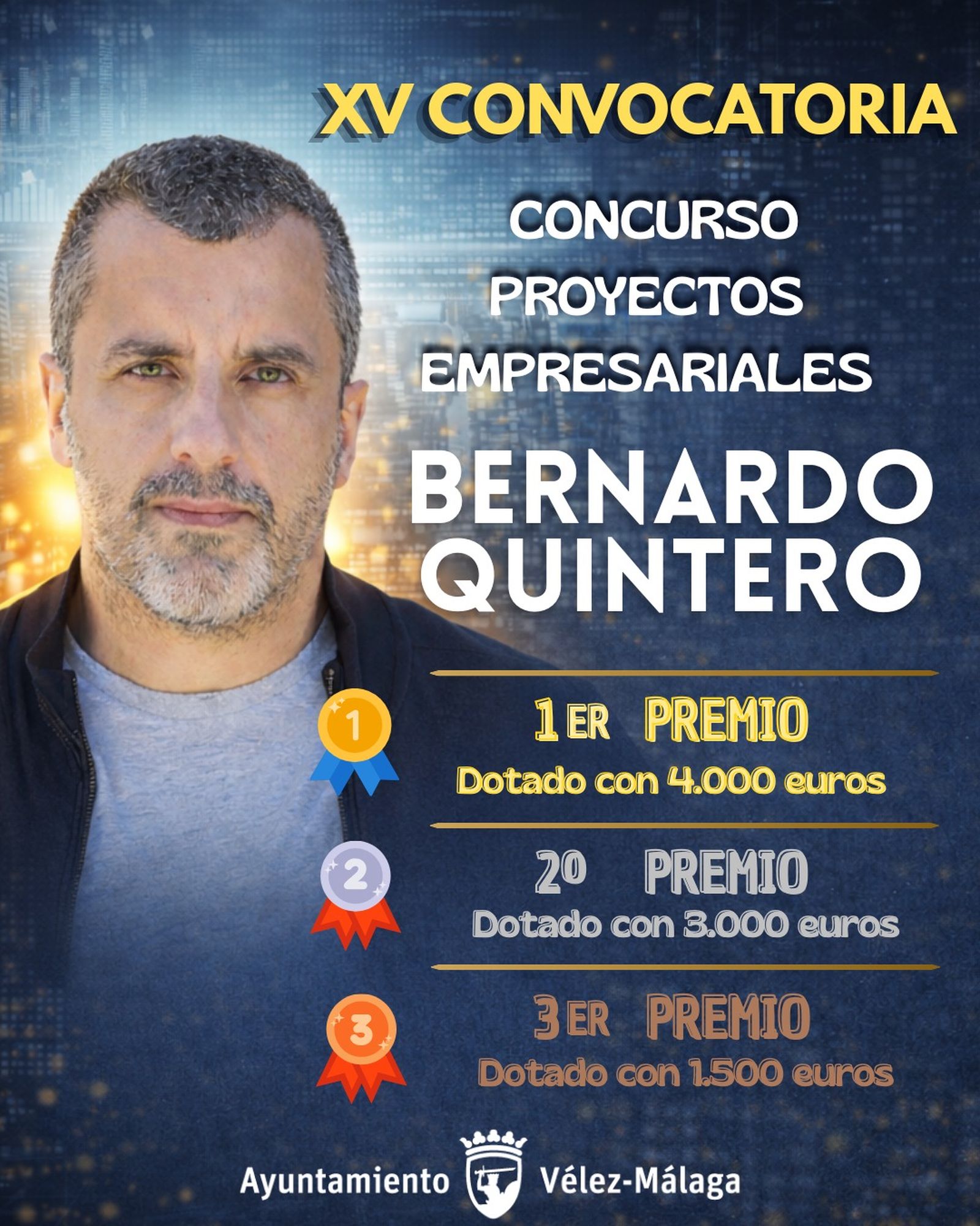 Cartel de la XV convocatoria del Concurso de Proyectos Empresariales "Bernardo Quintero"
