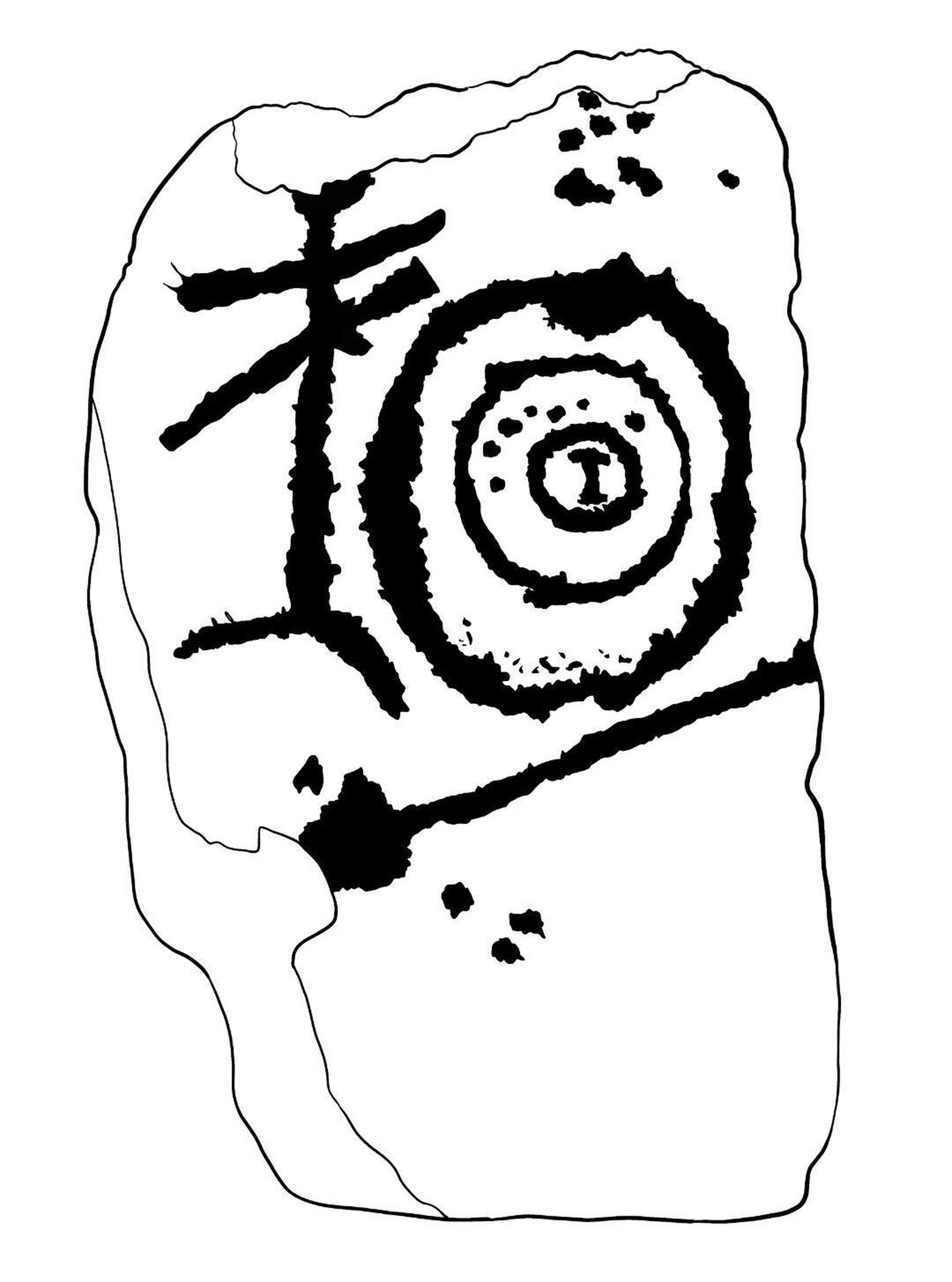 Dibujo del grabado de la estela realizado por Juan José Benítez.