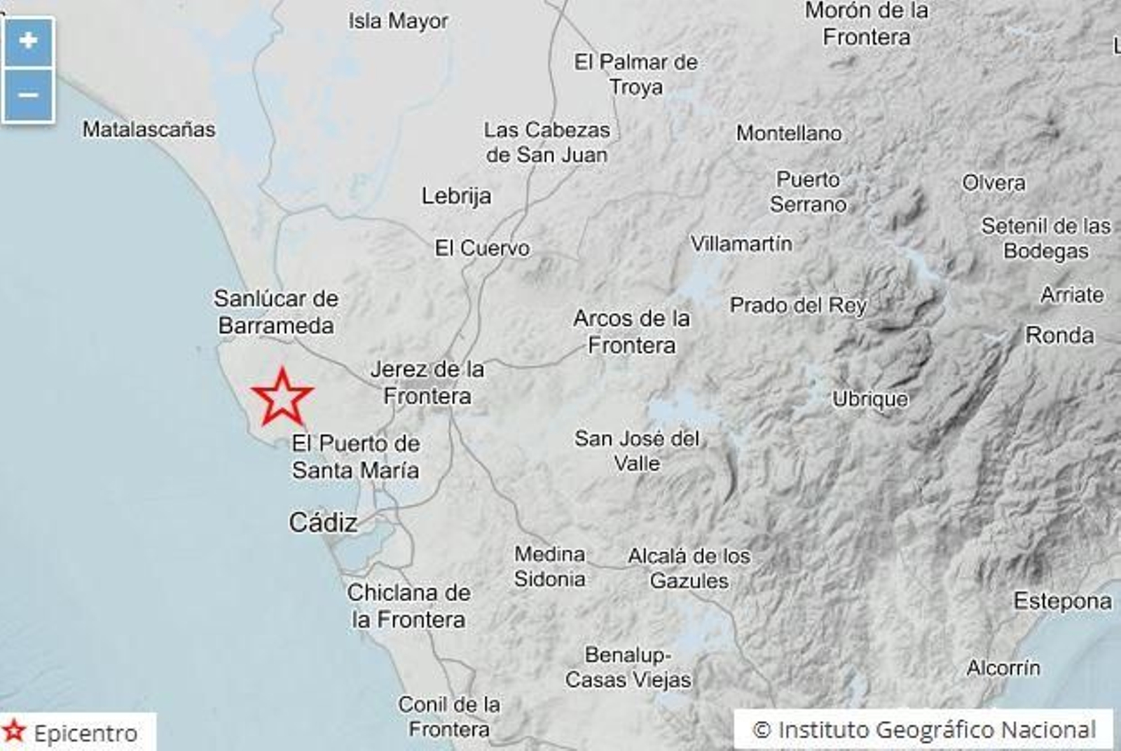Epicentro del terremoto, en Rota
