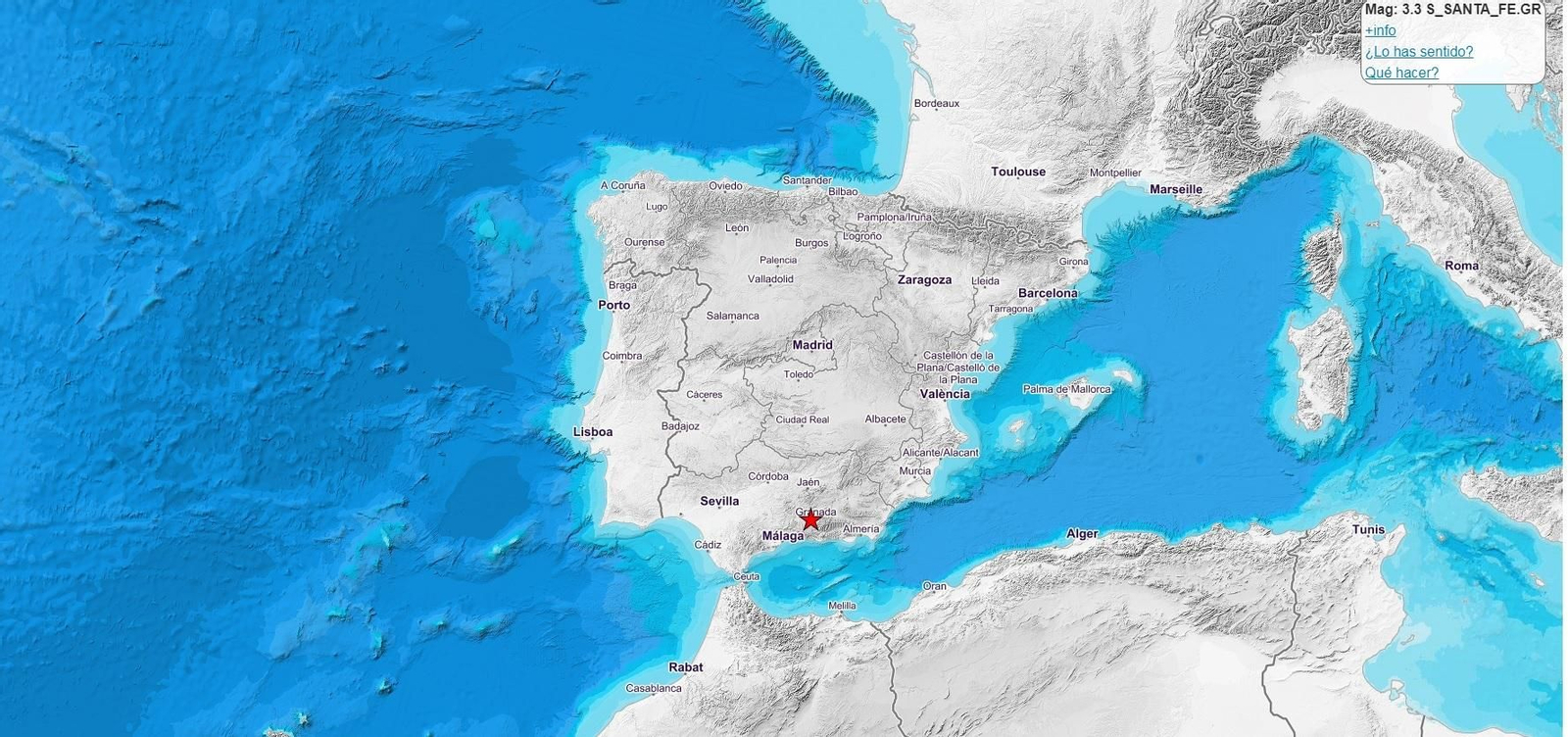 La imagen del epicentro del terremoto de 3,3 grados