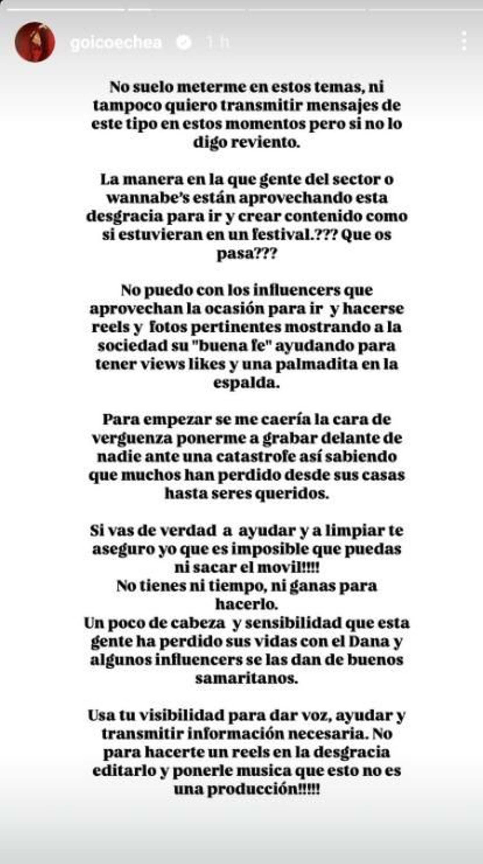 El mensaje en redes de Jessica Goicoechea El mensaje en redes de Jessica Goicoechea