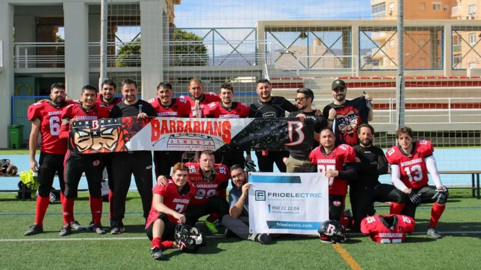 Los integrantes del equipo almeriense tras el debut en el campeonato liguero contra Granada Lions.