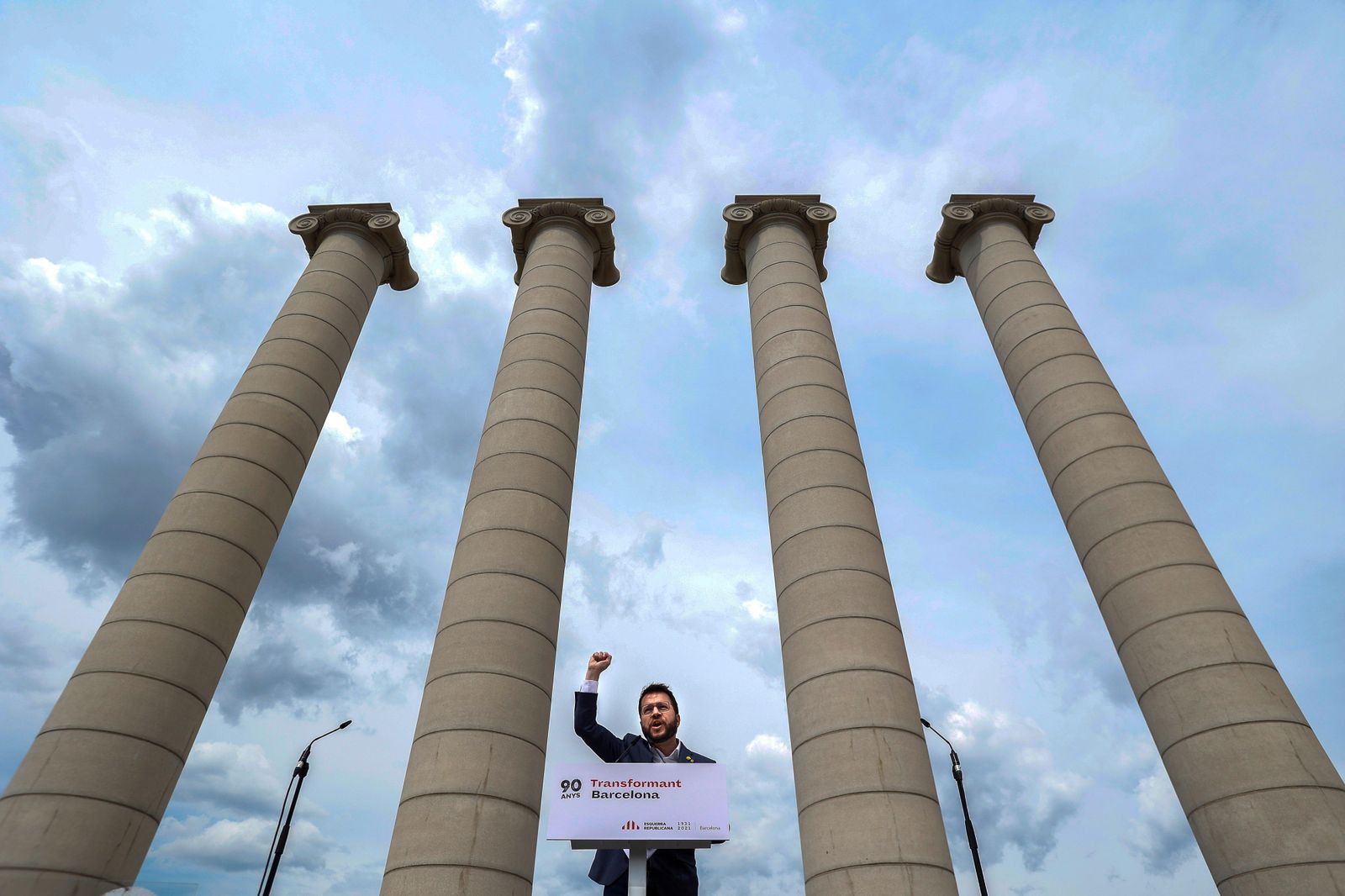 El candidato de ERC a la presidencia de la Generalitat, Pere Aragonès, durante un acto de Esquerra.