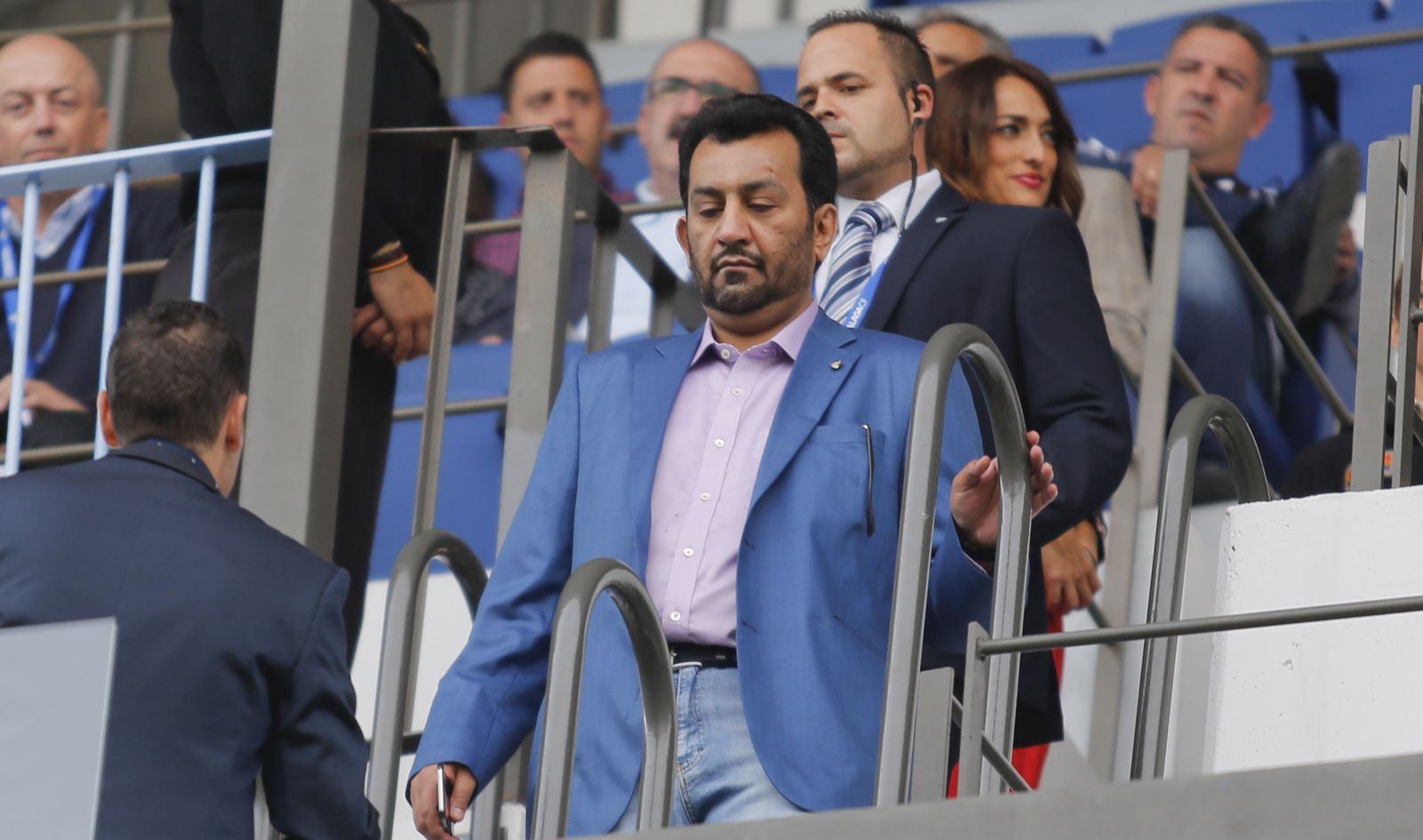 Abdullah Al-Thani, en el palco de La Rosaleda.