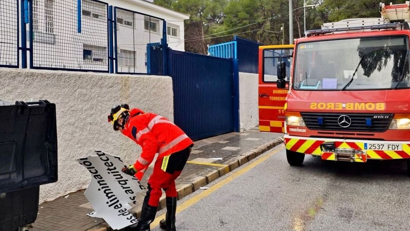 Consorcio Provincial de Bomberos actuando durante el temporal