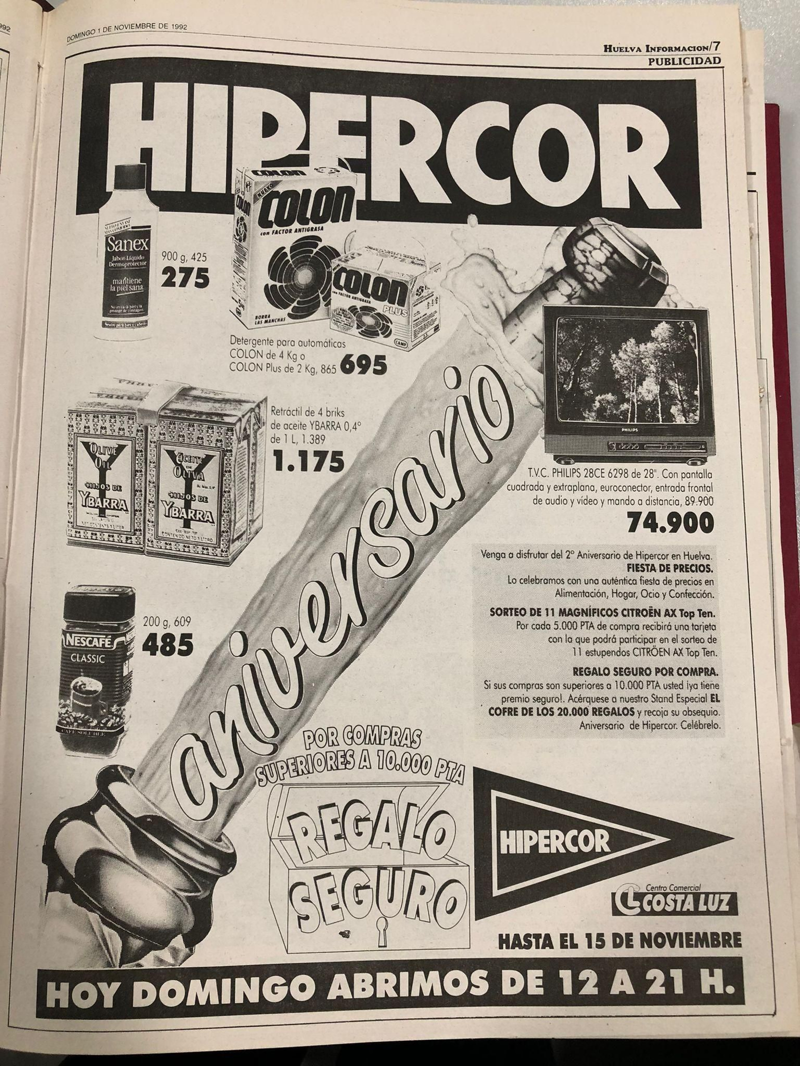 Ofertas en en el segundo aniversario de Hipercor en Huelva