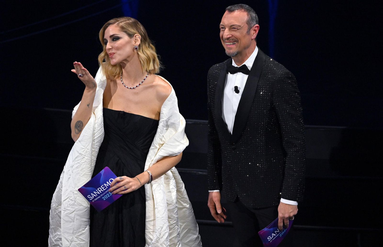 La influencer Chiara Ferragni en el Festival de Sanremo.