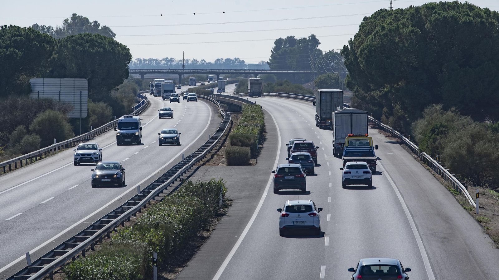 La autopista a Cádiz (AP-4) este jueves.