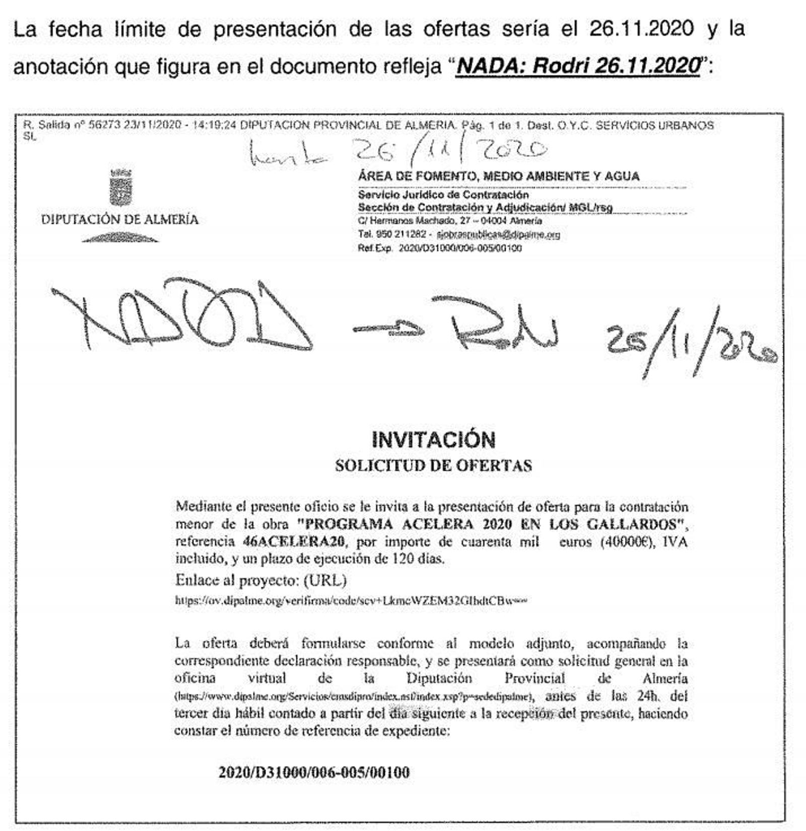 Una de las invitaciones con indicaciones localizadas por la UCO.