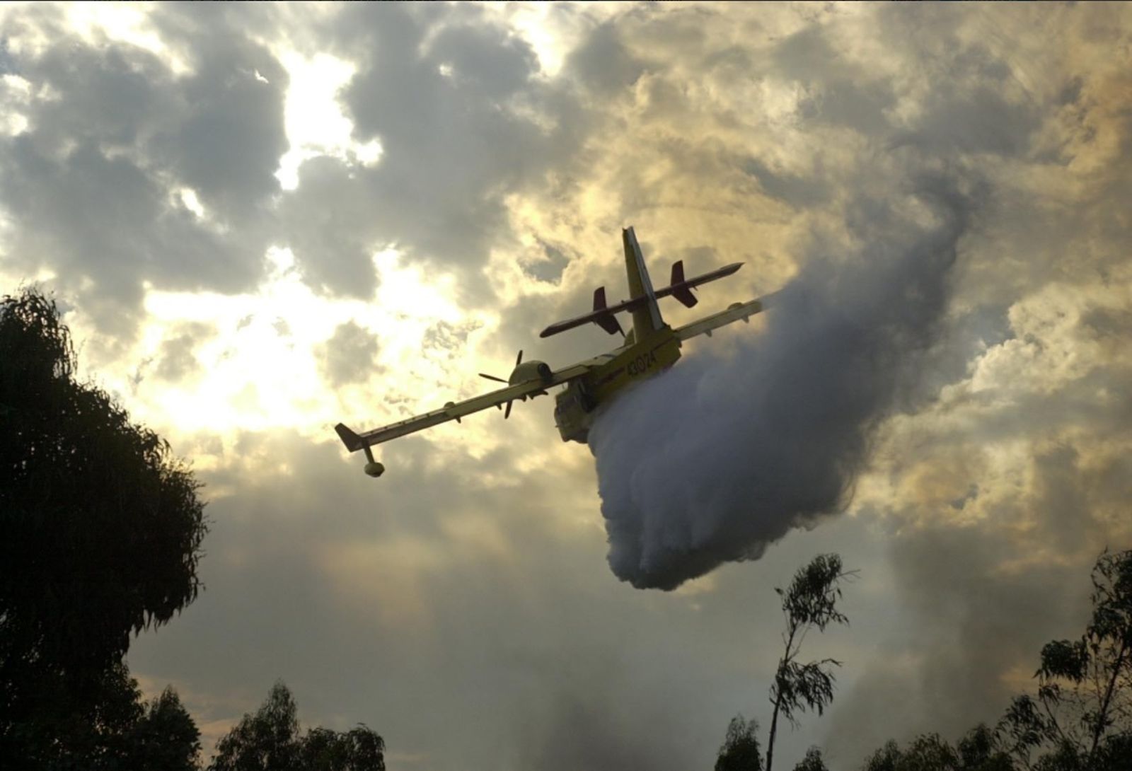 Un avión del Infoca descarga sobre un incendio declarado en Almería el pasado mes de junio
