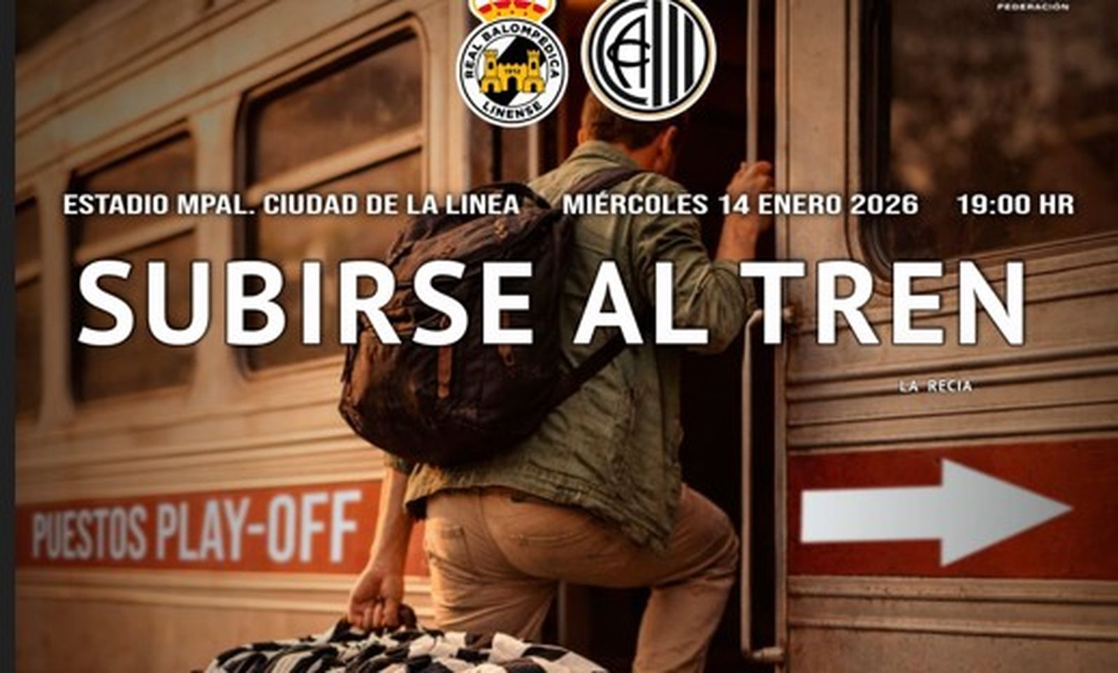 Detalle del cartel anunciador del partido entre Balona y Atlético Central del miércoles