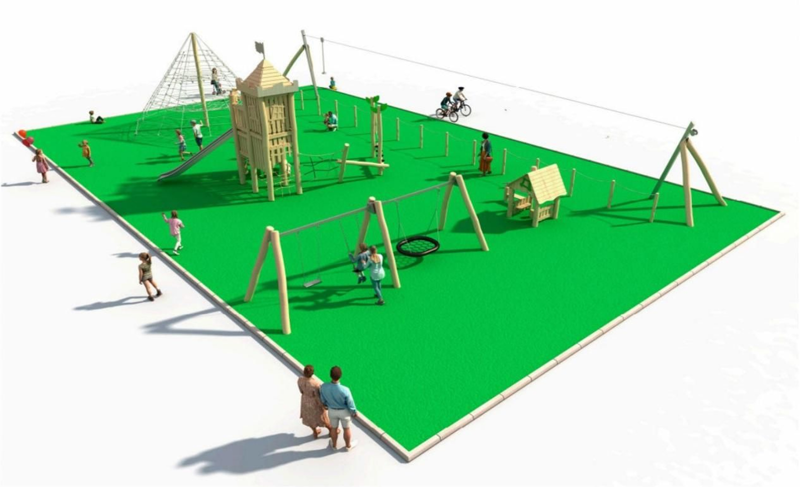 Recreación del futuro parque infantil que se va a instalar en el foso de las Puertas de Tierra.