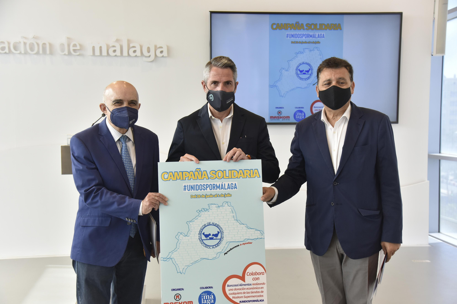 Vázquez, Maldonado y Cuberos presentan la campaña solidaria a favor de Bancosol. Vázquez, Maldonado y Cuberos presentan la campaña solidaria a favor de Bancosol.
