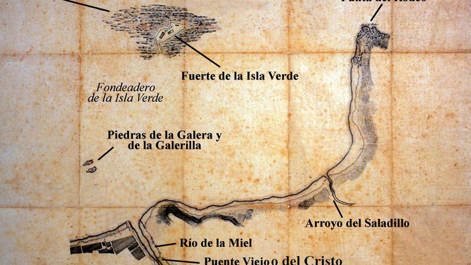 Plano del proyecto de un puerto para Algeciras del ingeniero Juan Martínez Villa. Año 1859.