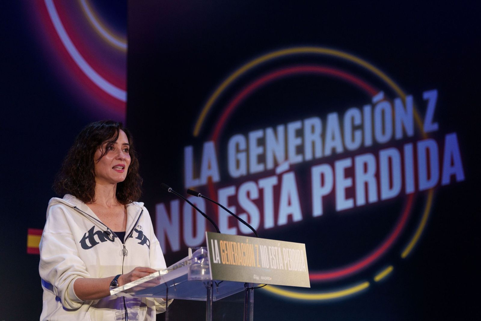 La presidenta de la Comunidad de Madrid y del PP madrileño, Isabel Díaz Ayuso, clausura la III Academia de la Juventud Madrileña,.