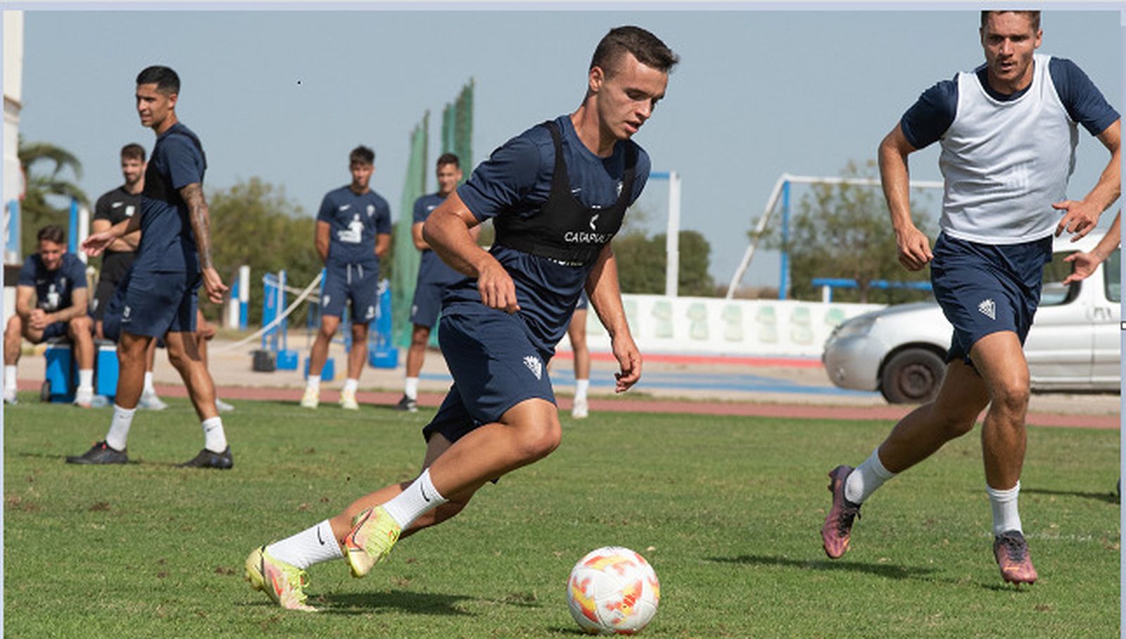 Raúl Caballero, durante un entreno con el equipo isleño en la presente temporada.