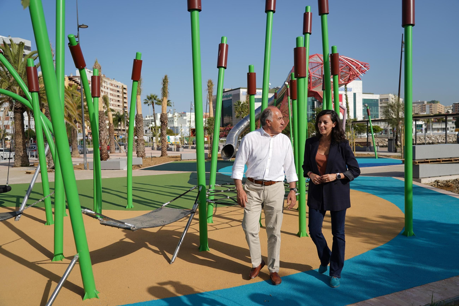 Landaluce y Rodríguez, visitando las obras del Lago Marítimo