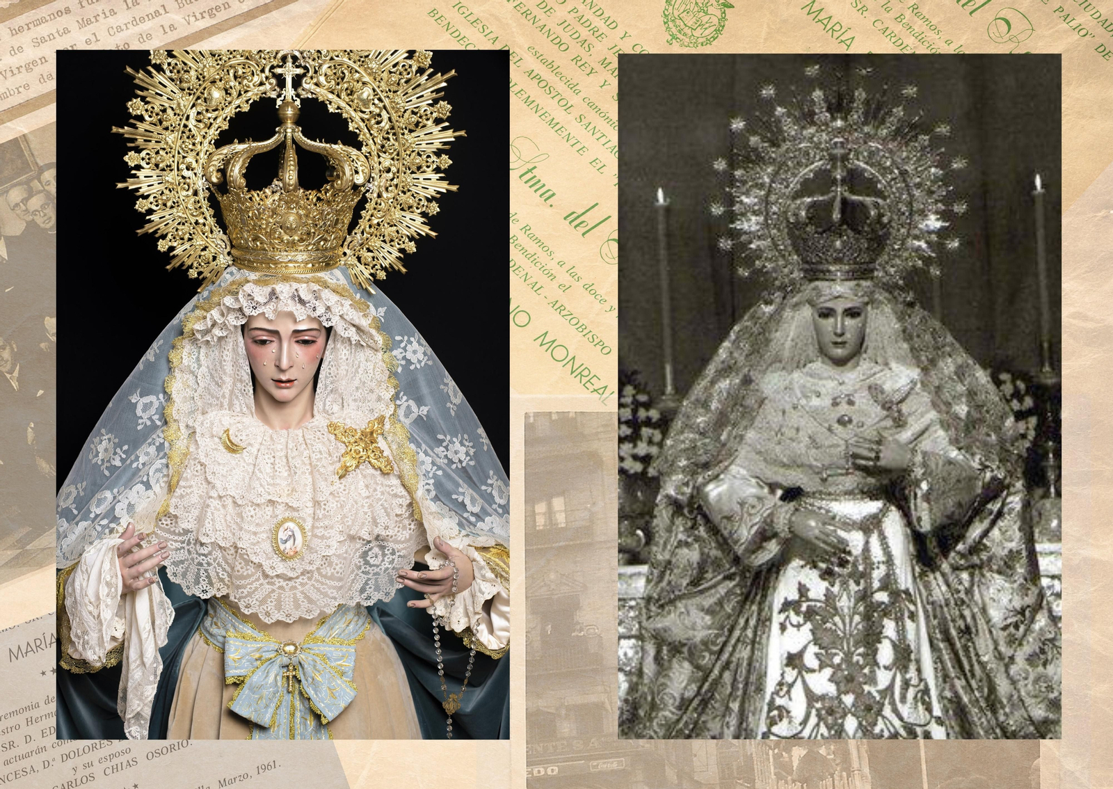 La Virgen del Rocío, ahora y antes con la misma corona