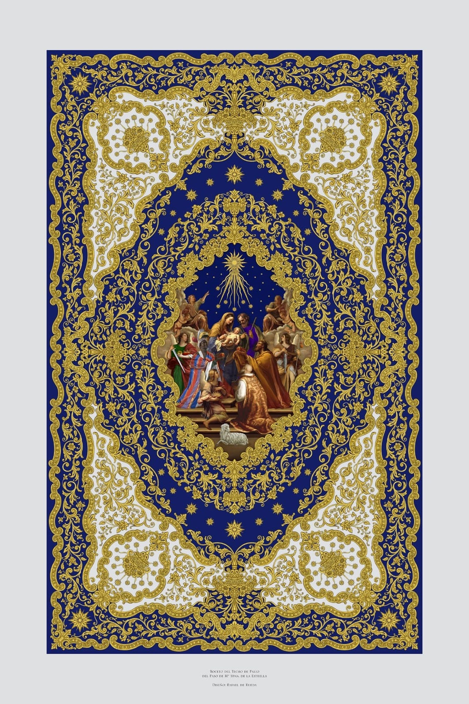 Boceto de la gloria del palio de Nuestra Señora de la Estrella.