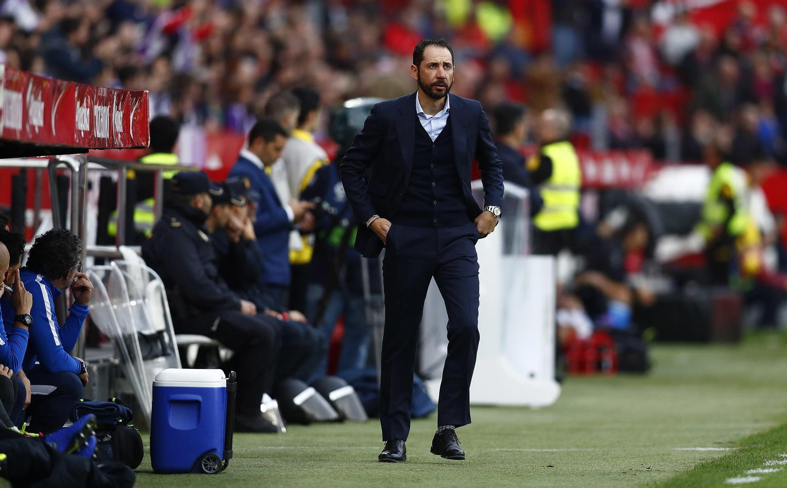 Machín, en un lance del partido ante el Valladolid.