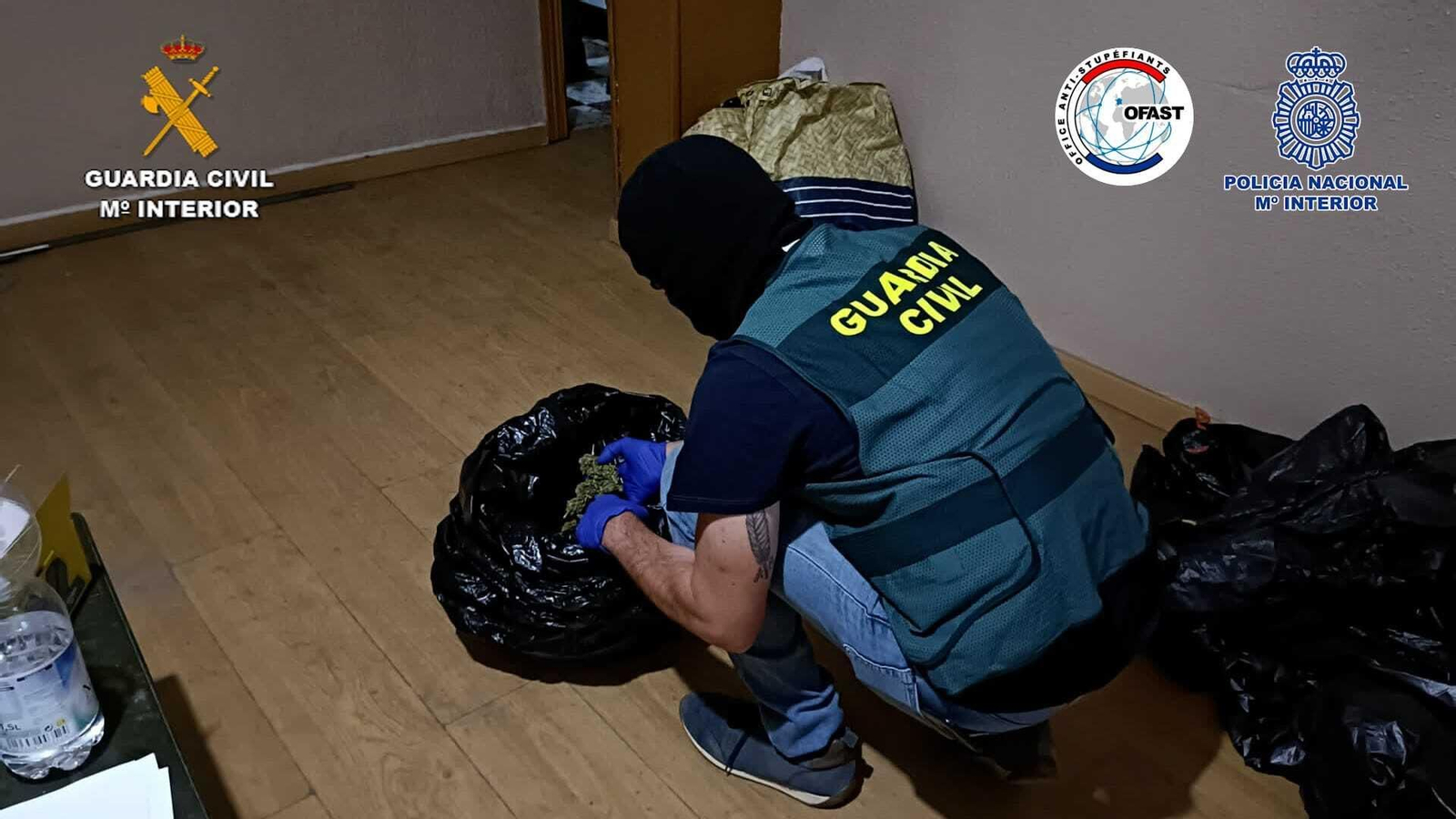Un agente de la Guardia Civil durante uno de los registros.